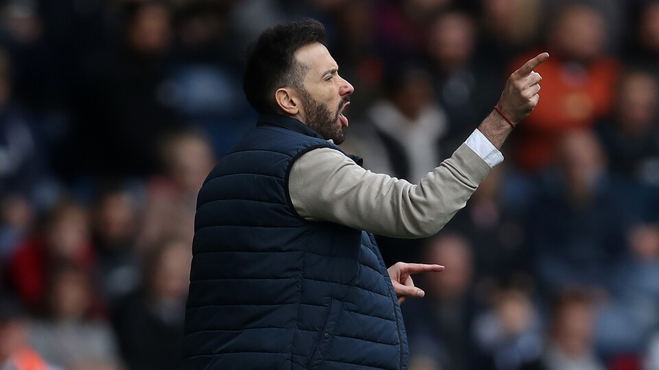 Carlos Corberán on the touchline during Albion's game against Sheffield United