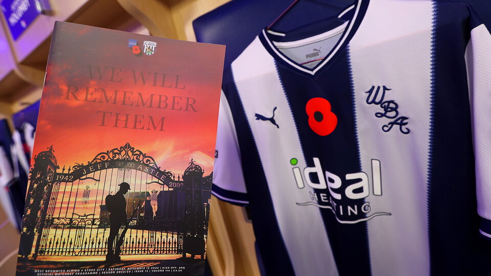 Poppy emblazoned Albion home shirt and poppy-themed programme
