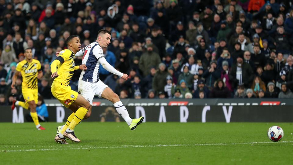 Jed Wallace scores the open for Albion against Rotherham