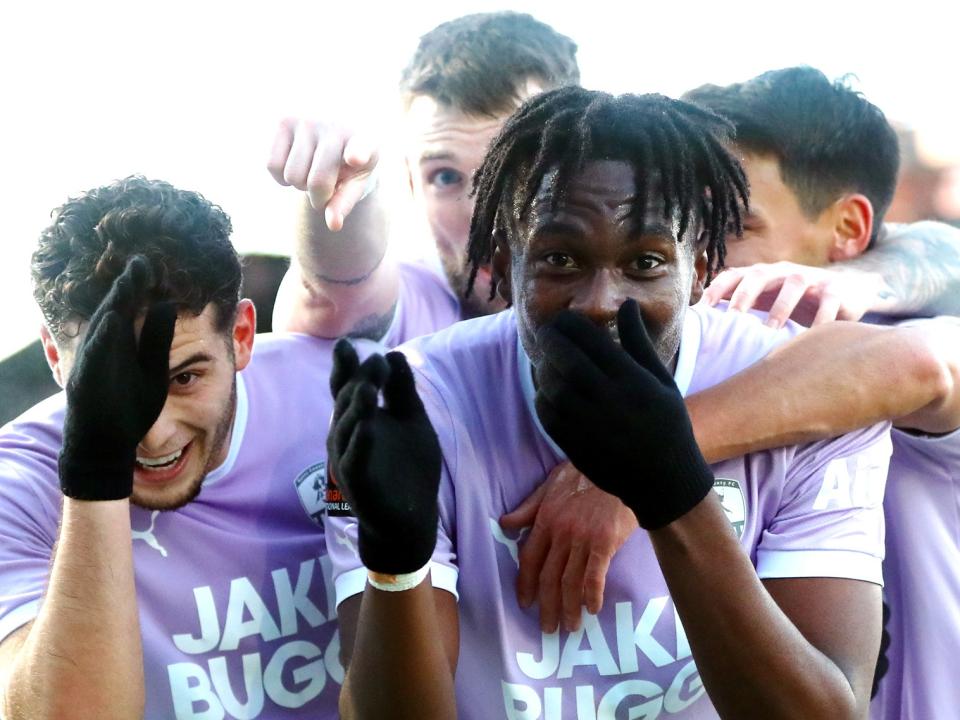 Quevin Castro celebrates scoring for Notts County