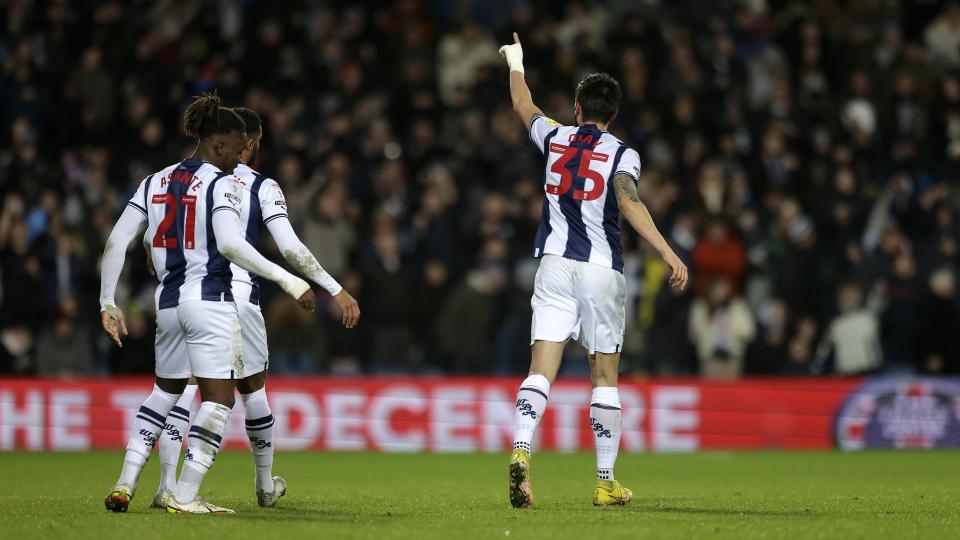An image of Okay Yokuslu celebrating his second goal against Preston