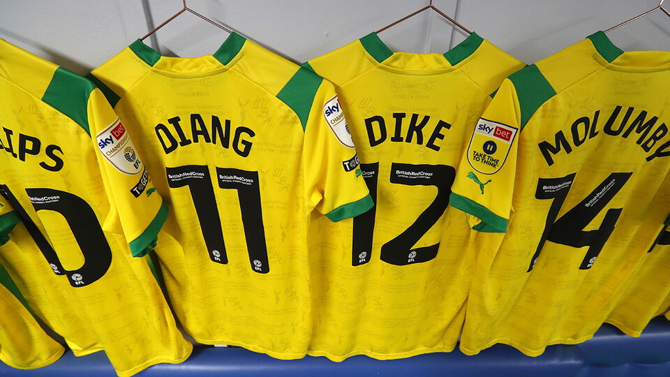 Albion away shirts hanging up in the dressing room
