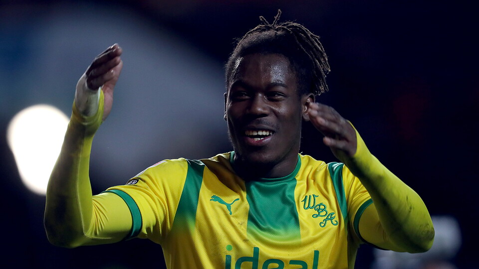 Brandon Thomas-Asante celebrates after Albion defeat Bristol City