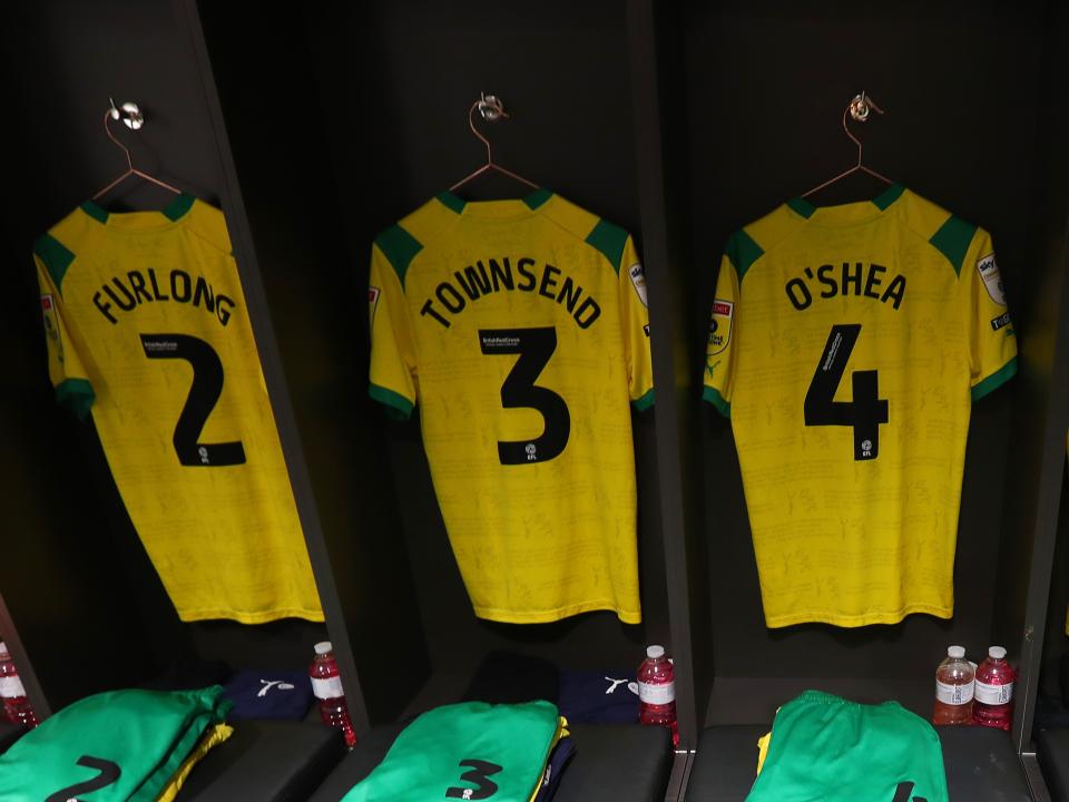 Darnell Furlong, Conor Townsend and Dara O'Shea away shirts hanging up