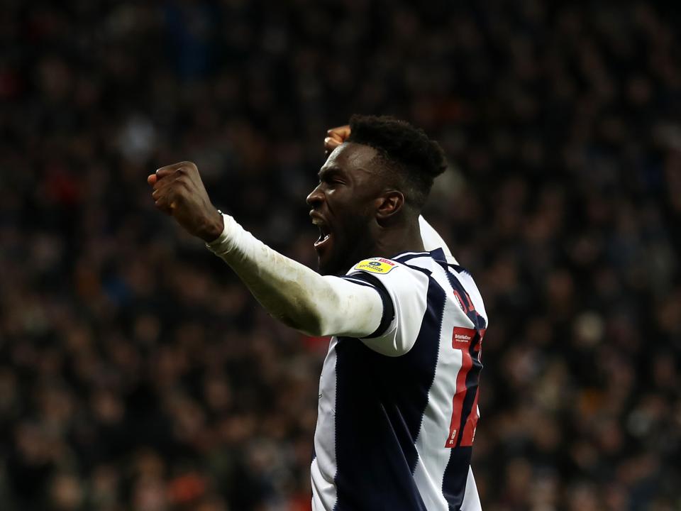 Daryl Dike celebrates scoring at The Hawthorns