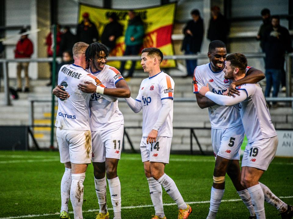 Mo Faal celebrates scoring for AFC Fylde