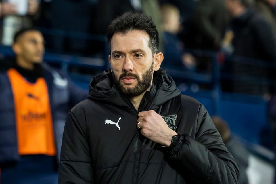 Carlos Corberán on the touchline at The Hawthorns