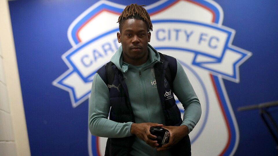 Brandon Thomas-Asante arrives at the Cardiff City Stadium