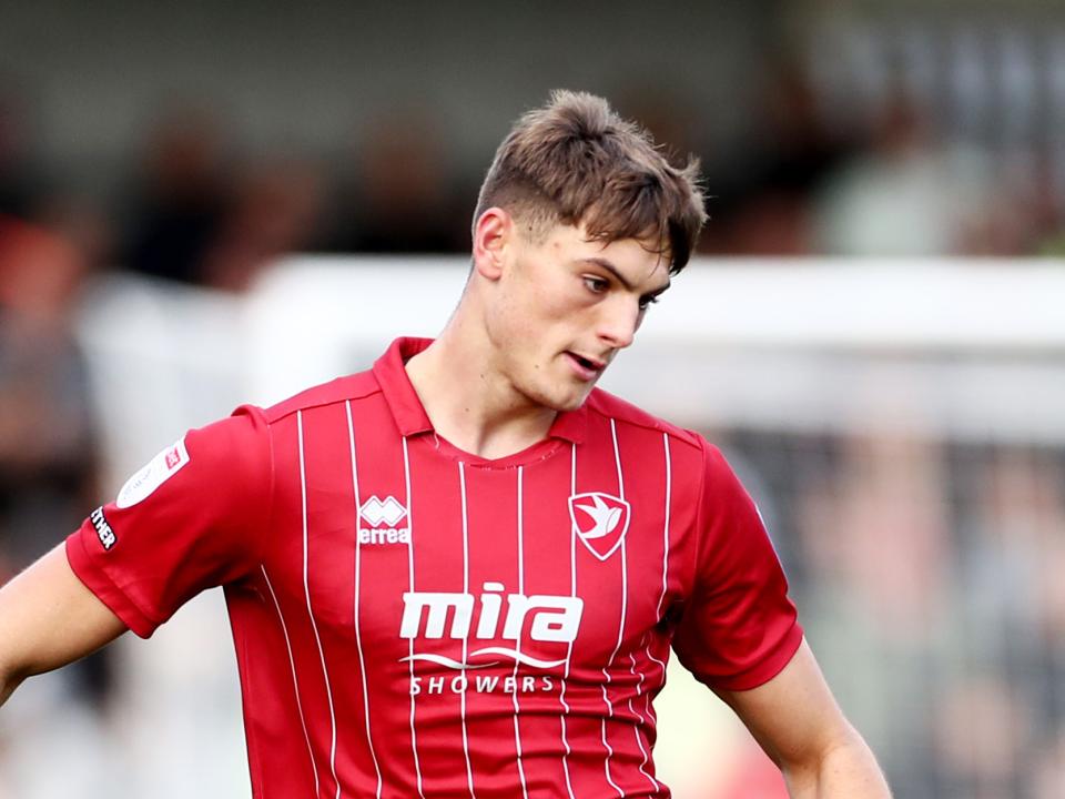 An image of Caleb Taylor playing for Cheltenham Town