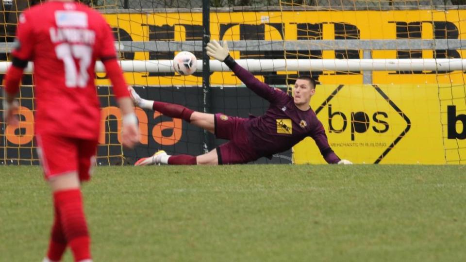 Ted Cann in action for Leamington FC.