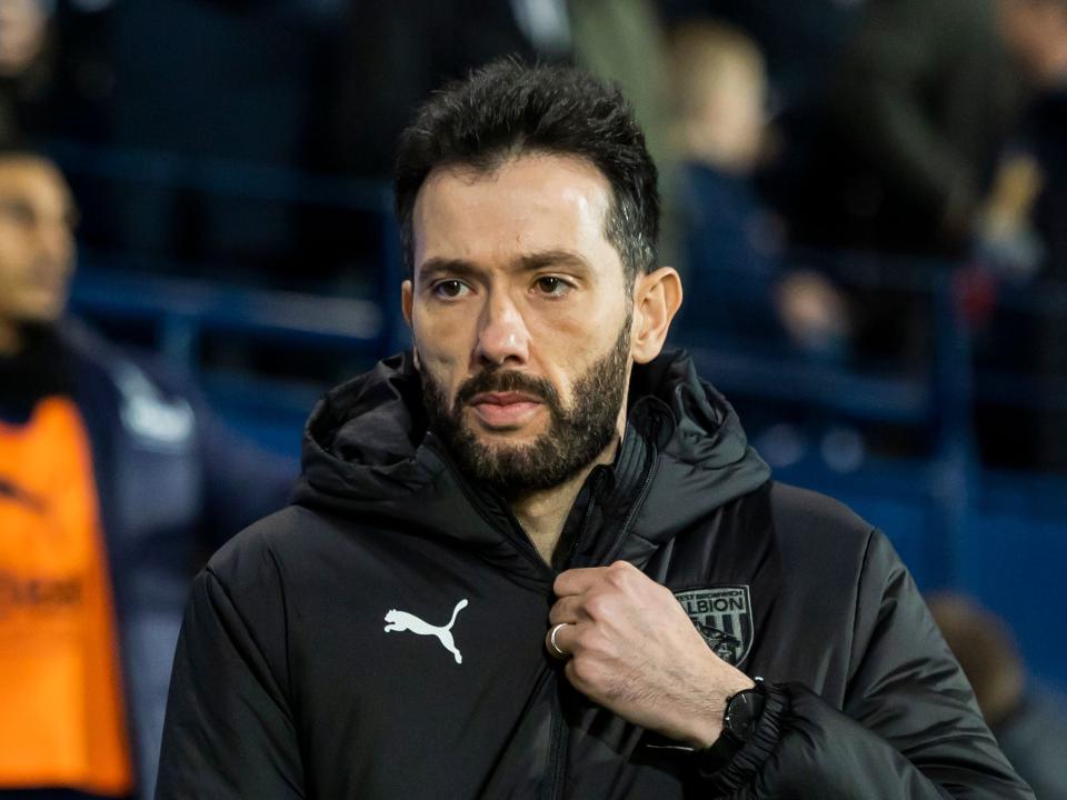 Carlos Corberán at the side of the pitch at The Hawthorns