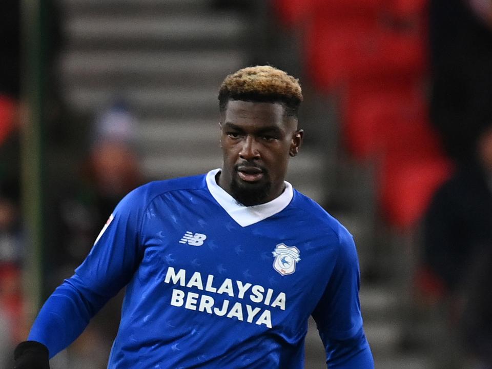 Cedric Kipre playing for Cardiff City