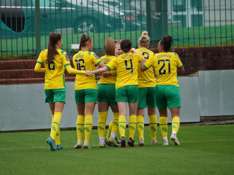An image of Albion Women celebrating a goal