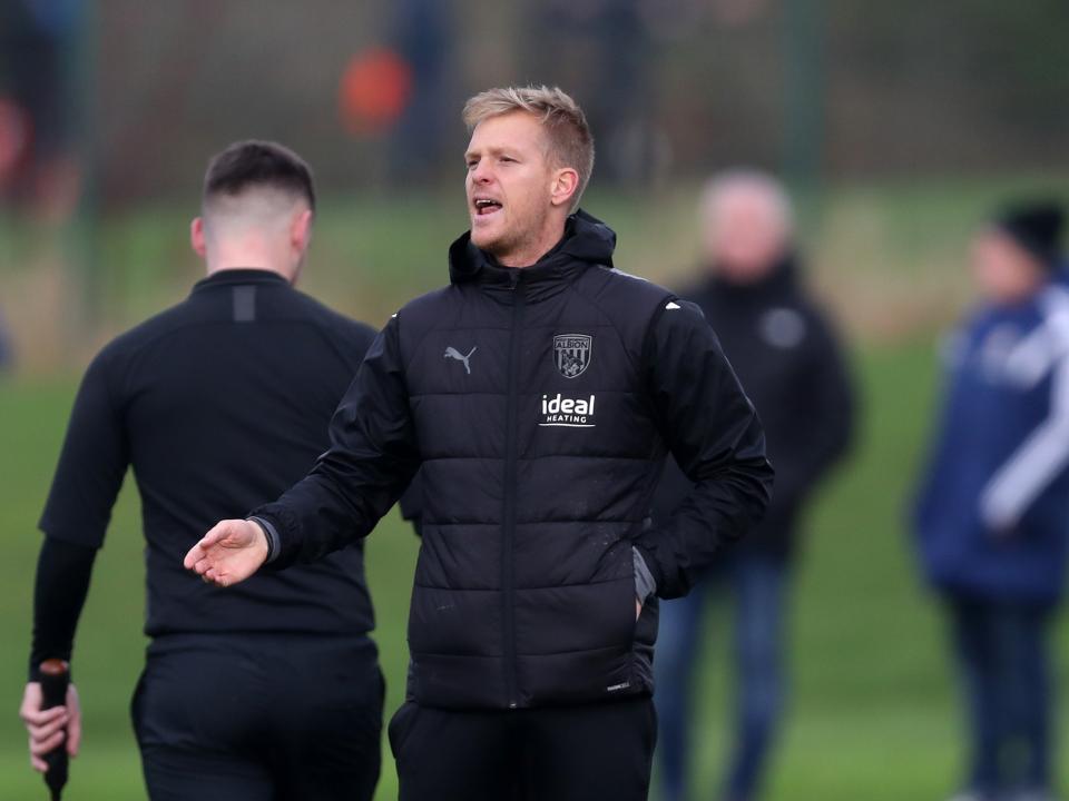 A photo of U18s boss Leigh Downing shouting on the touchline