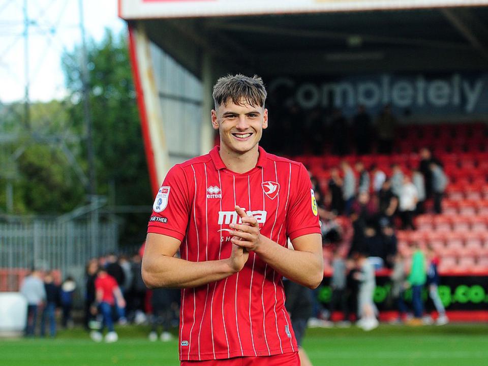 Caleb Taylor in a Cheltenham Town shirt