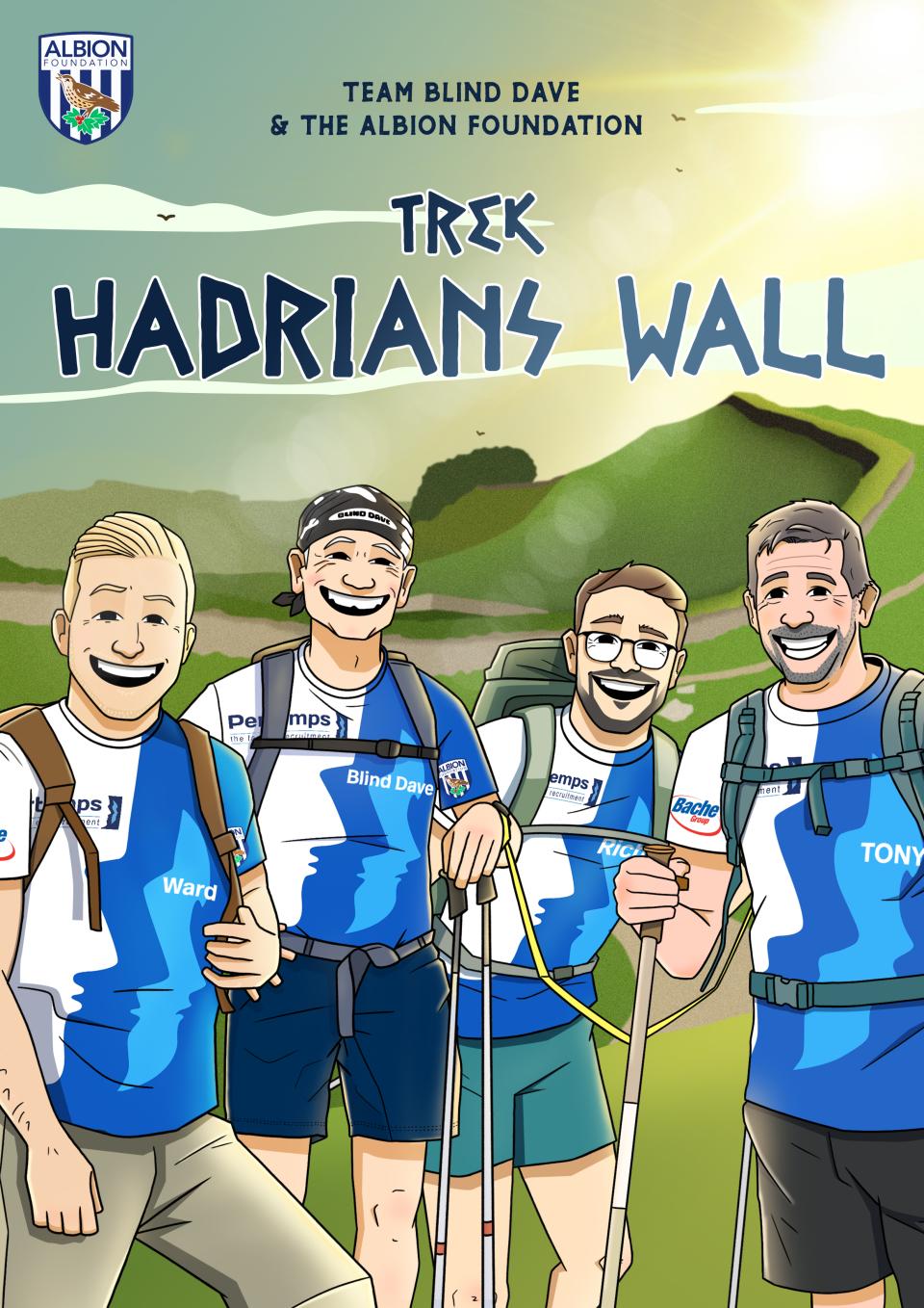 TEAM BLIND DAVE & ALBION FOUNDATION HADRIAN'S WALL TREK GRAPHIC