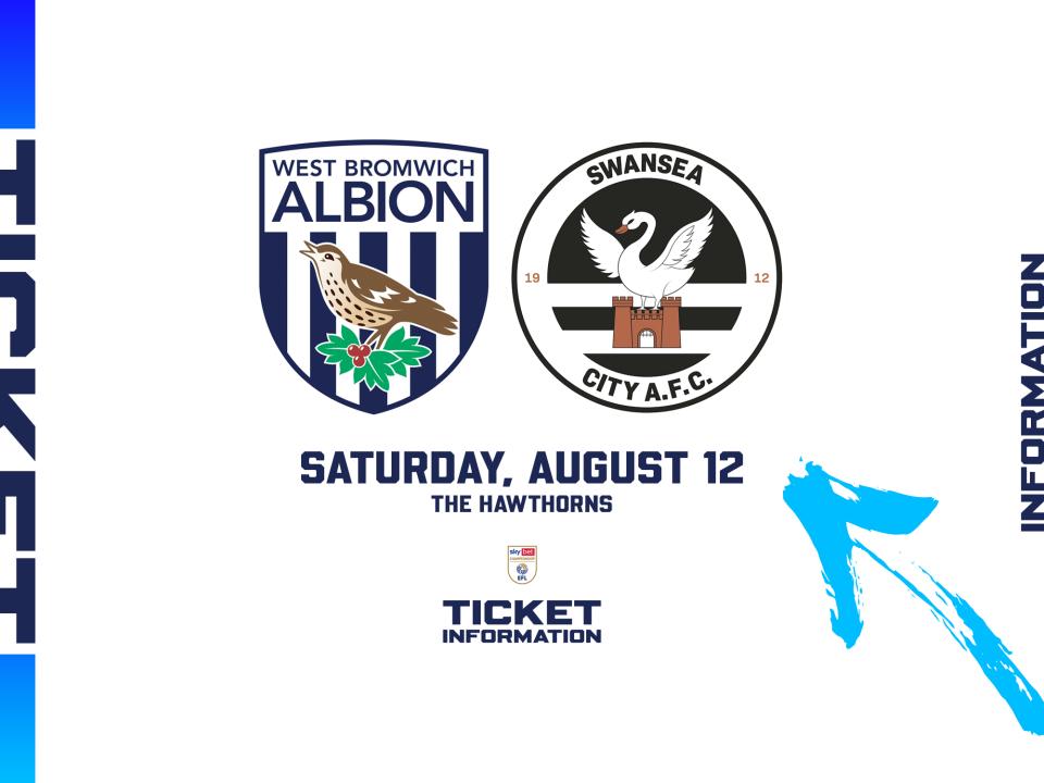 A ticket graphic displaying information for Albion's game against Swansea