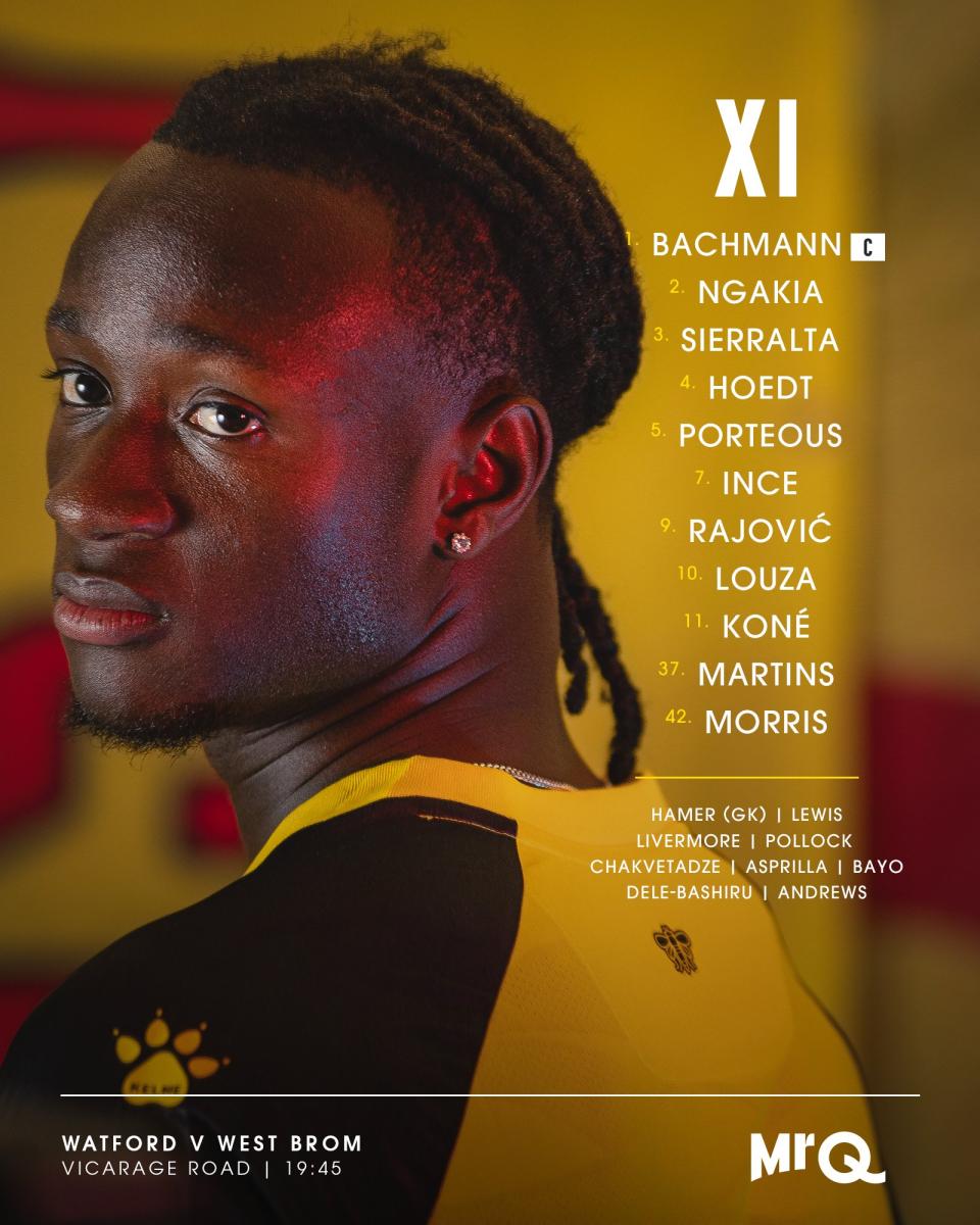 An image of Watford's line up against Albion