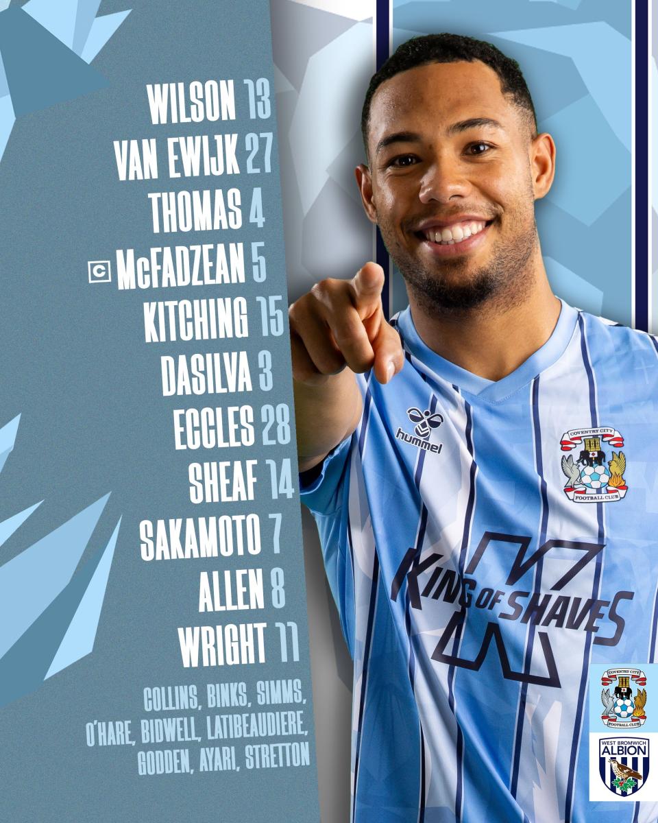 Coventry's starting XI to face Albion