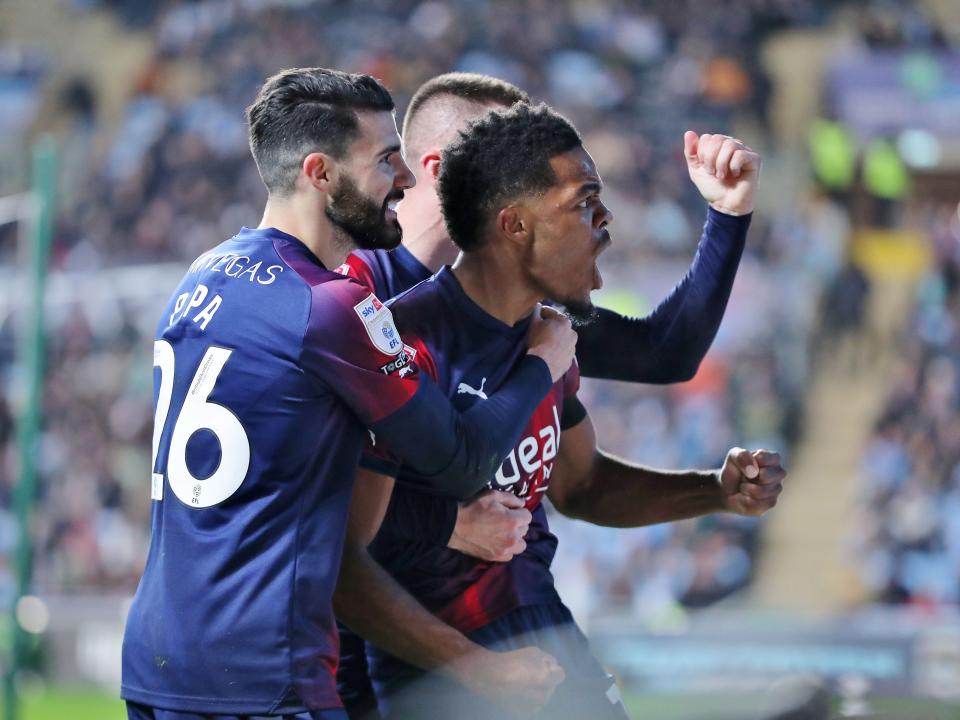 An image of Grady Diangana celebrating his goal against Coventry