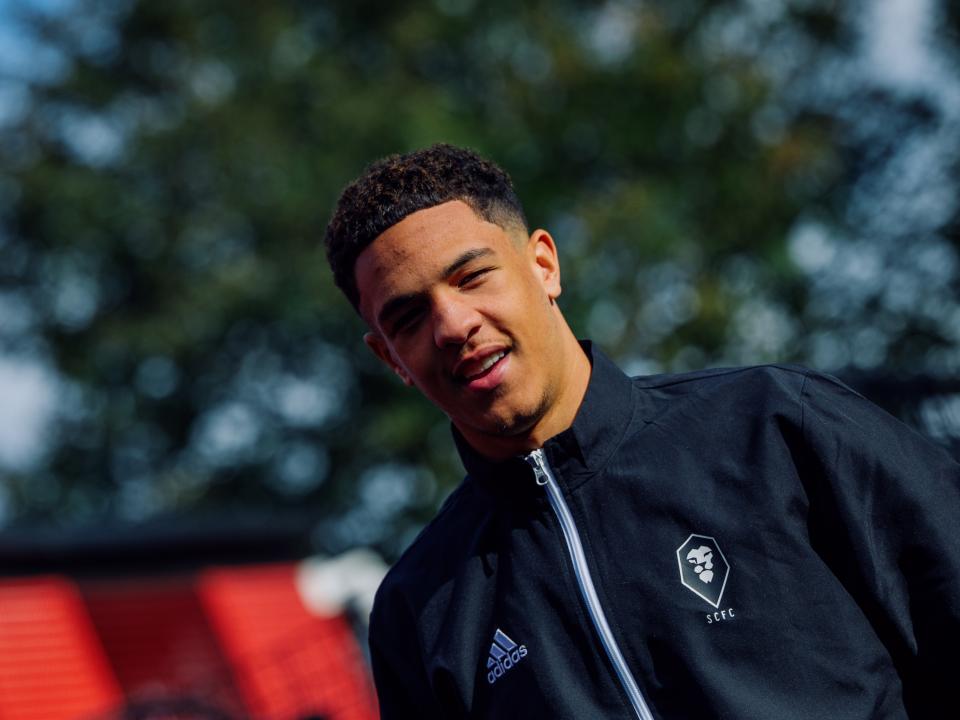 Ethan Ingram in a Salford City tracksuit 