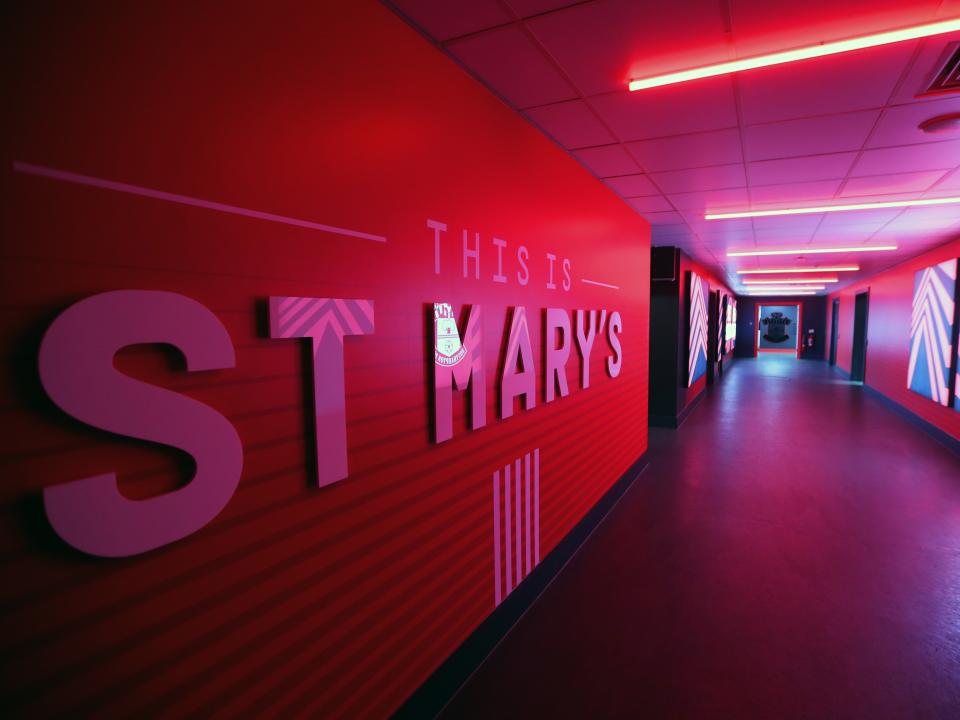 The St Mary's tunnel area lit up in red lights