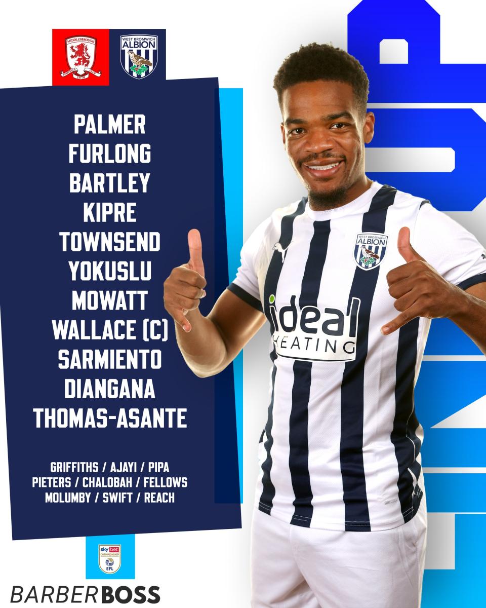 Albion's starting XI v Boro