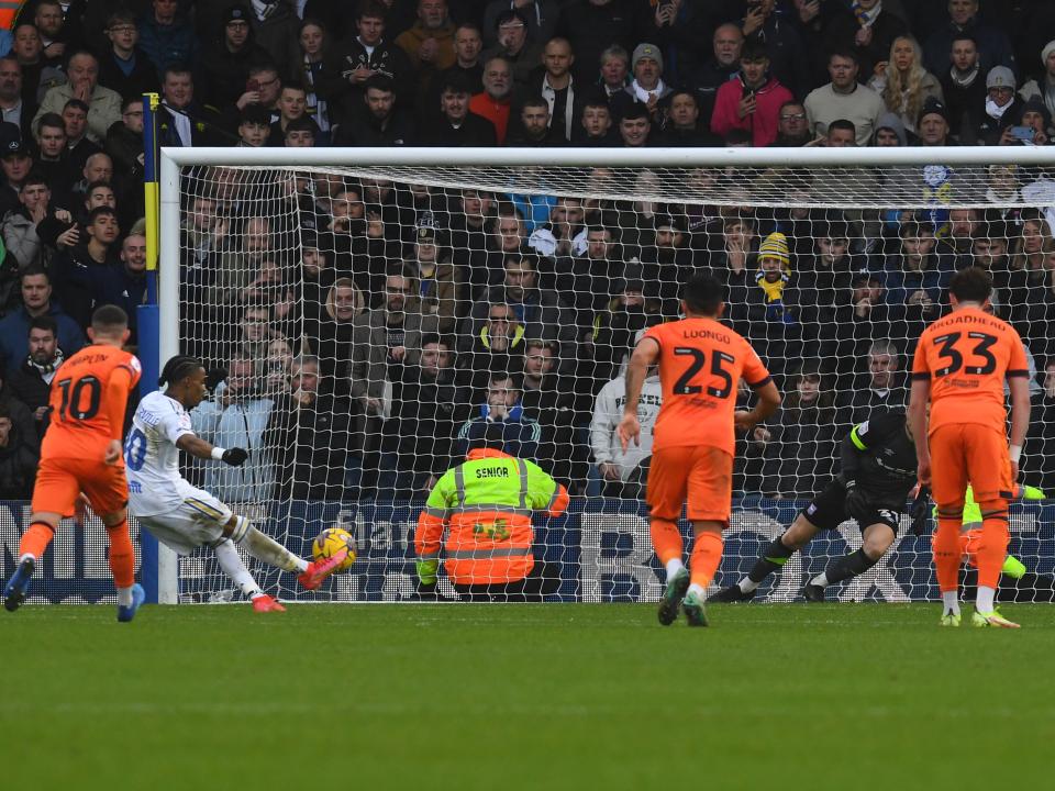 An image of Leeds scoring against Ipswich