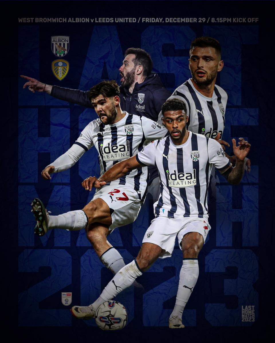 A matchday graphic for Albion's game against Leeds