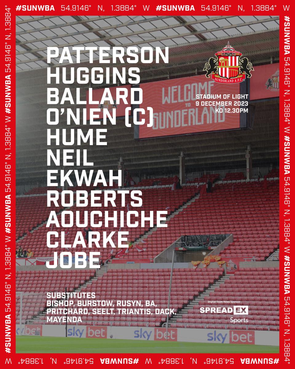 Sunderland's starting XI against Albion
