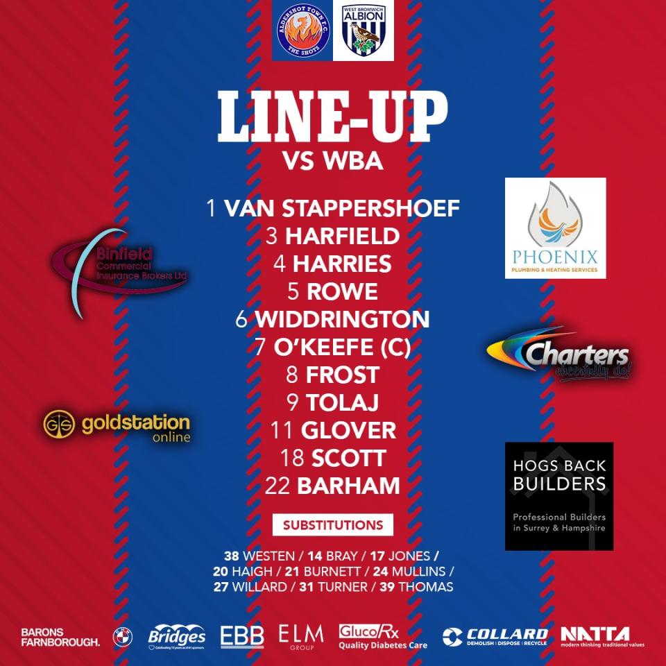 Aldershot's team v WBA