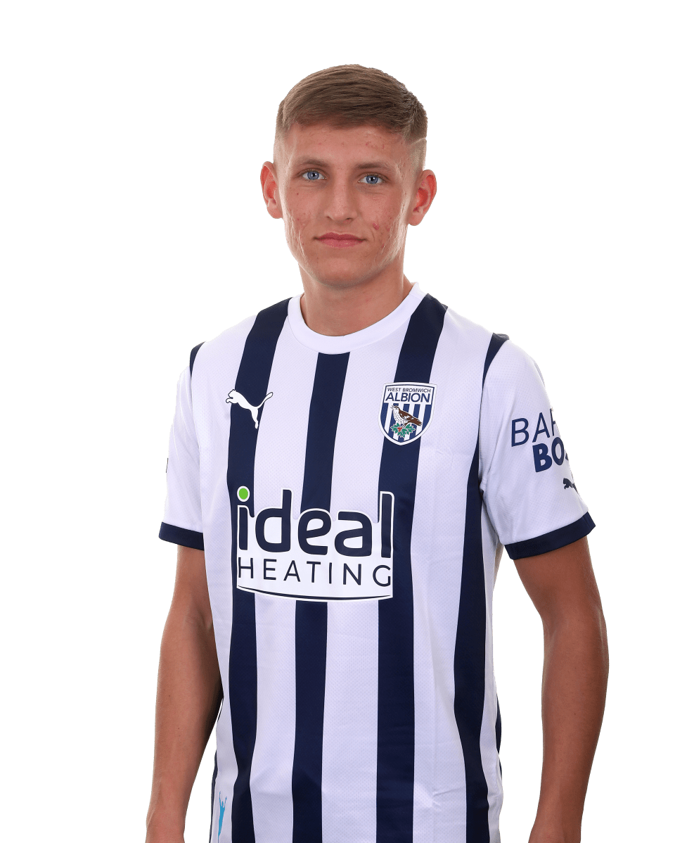 A photo headshot of Callum Marshall in Albion's 23/24 home kit