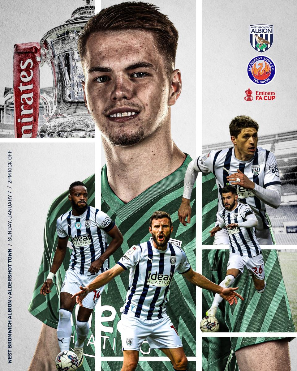 A pre-match graphic for Albion's game against Aldershot