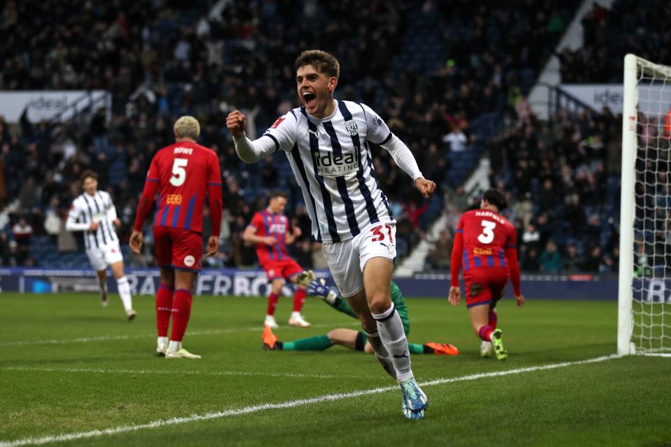Tom Fellows celebrating scoring against Aldershot