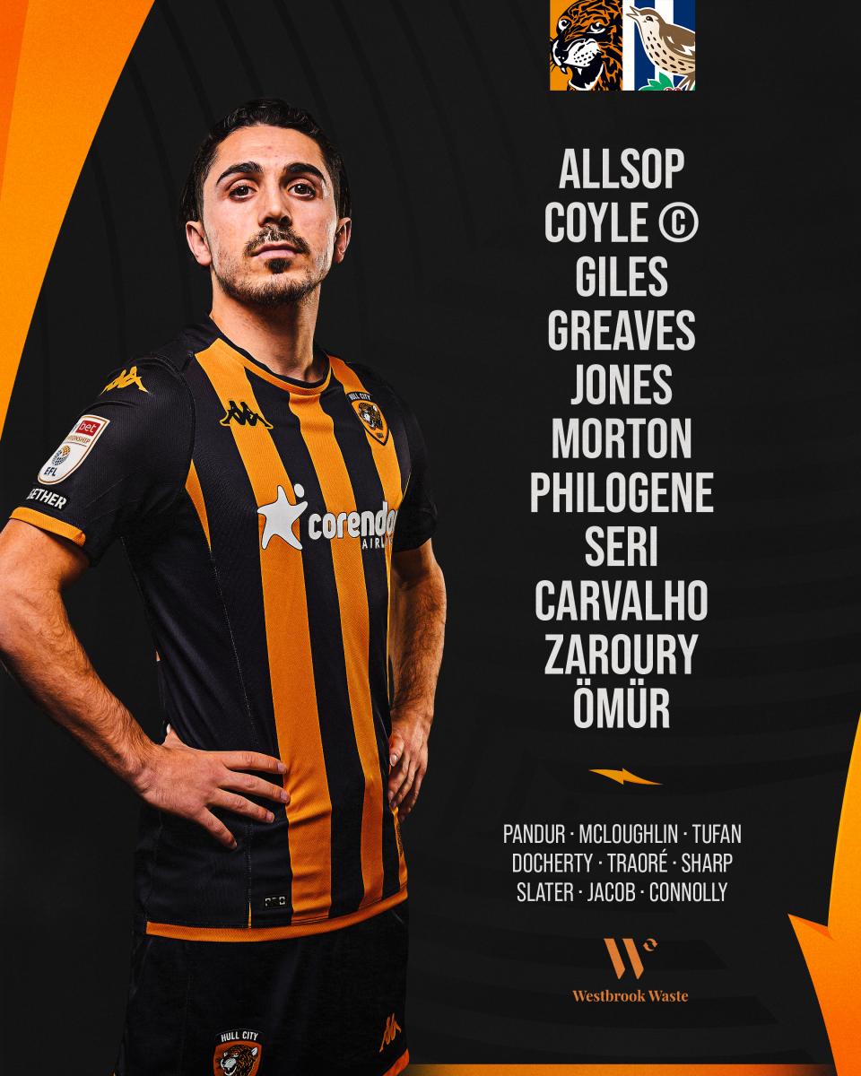 A graphic displaying Hull's team against Albion