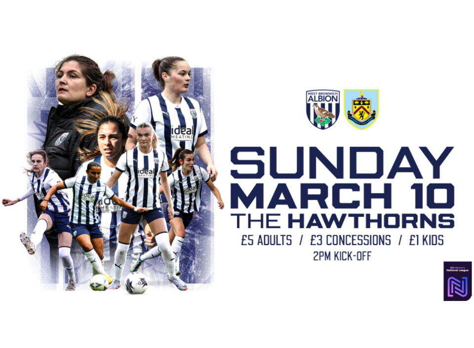 WBA Women v Burnley Women Matchday Promotional Graphic 