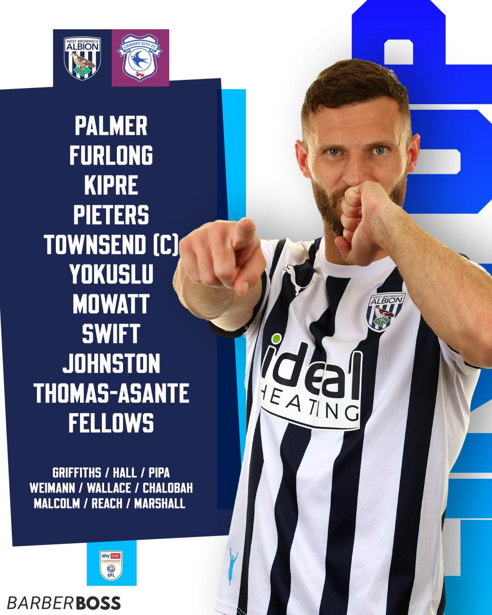 A graphic displaying Albion's starting XI against Cardiff