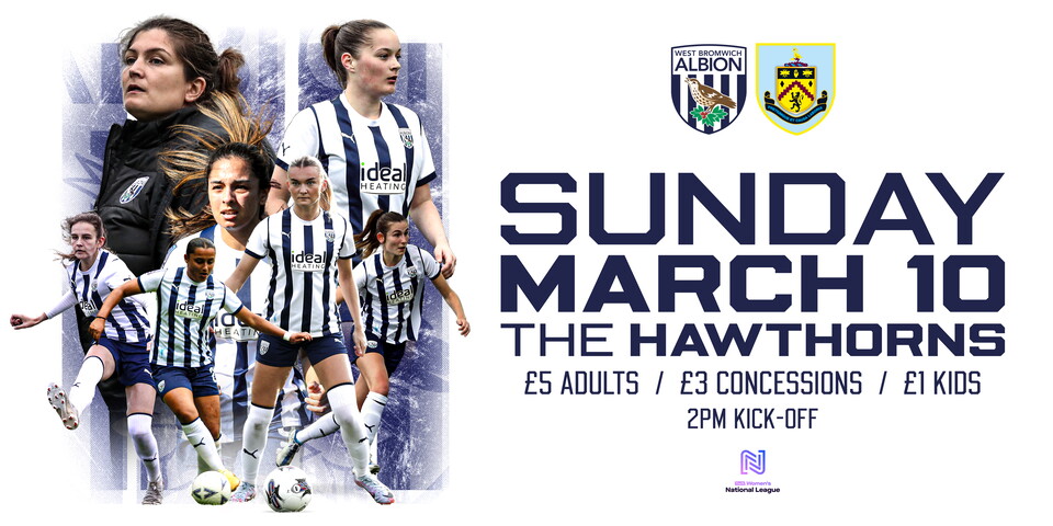 WBA Women v Burnley Women Matchday Promotional Graphic 