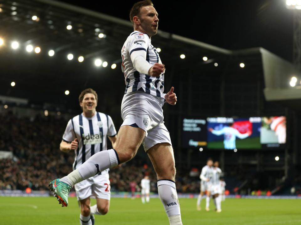 An image of Andi Weimann celebrating a goal against Cardiff