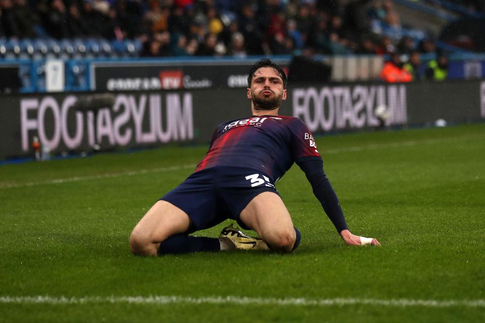 Okay Yokuslu celebrates scoring against Huddersfield 