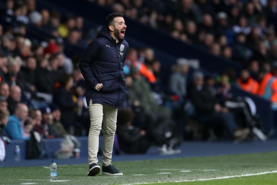 Carlos Corberán on the sideline against Bristol City