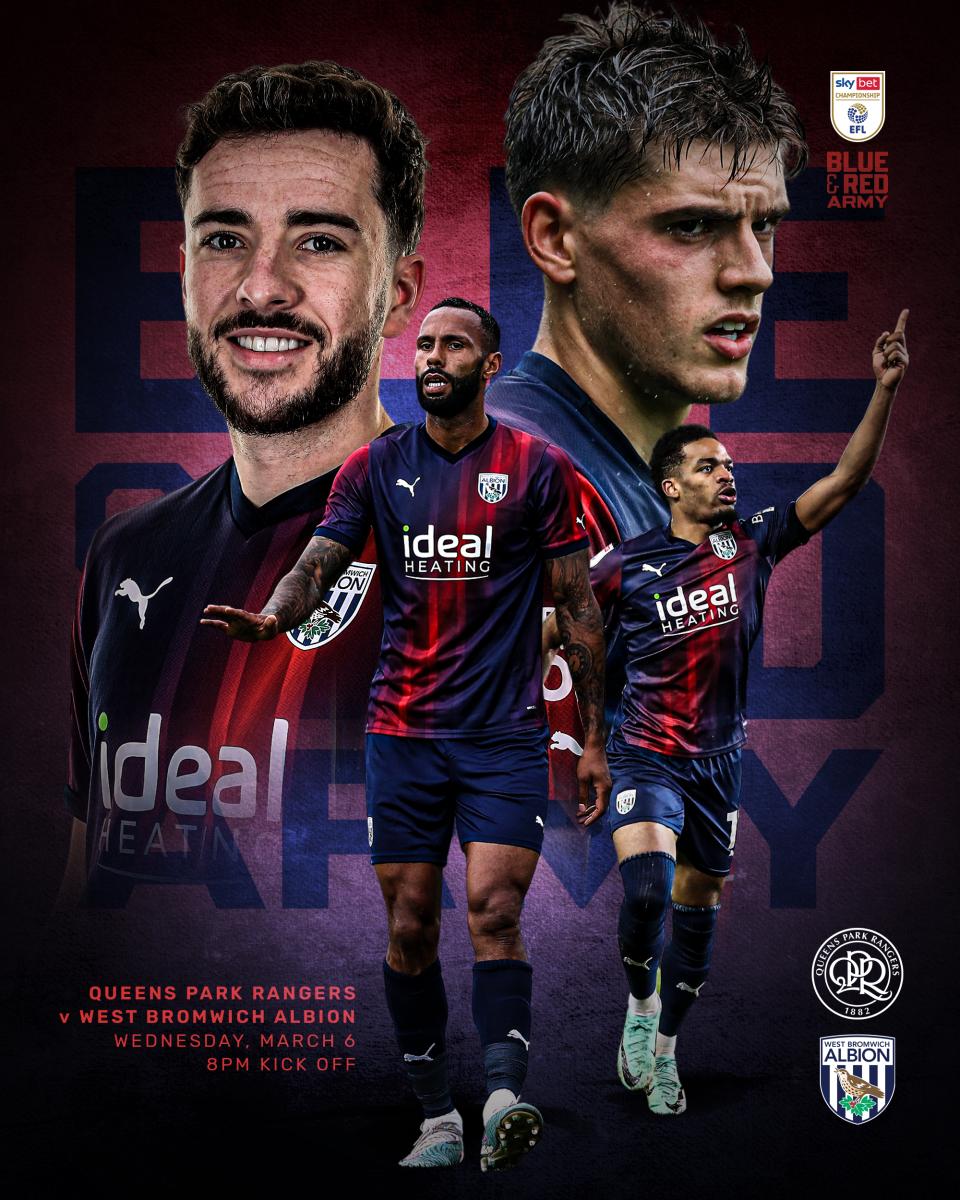 A pre match graphic for Albion's game against QPR