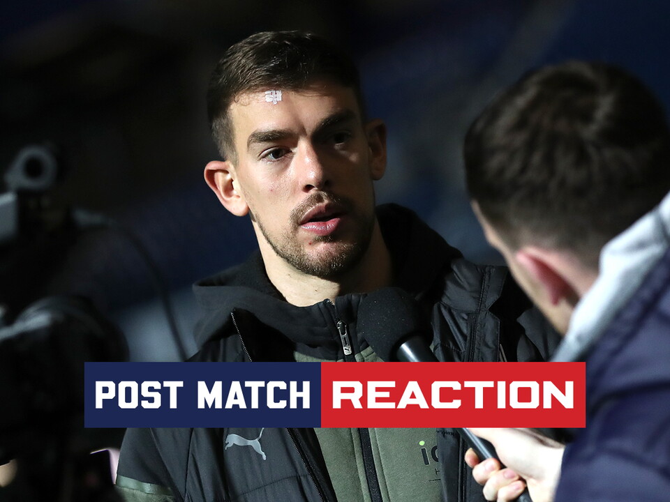 A match reaction graphic showing a picture of Alex Palmer after Albion's 2-2 draw with QPR
