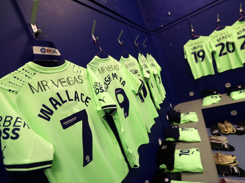 An image of Albion's green shirt hanging in the Hillsborough dressing room
