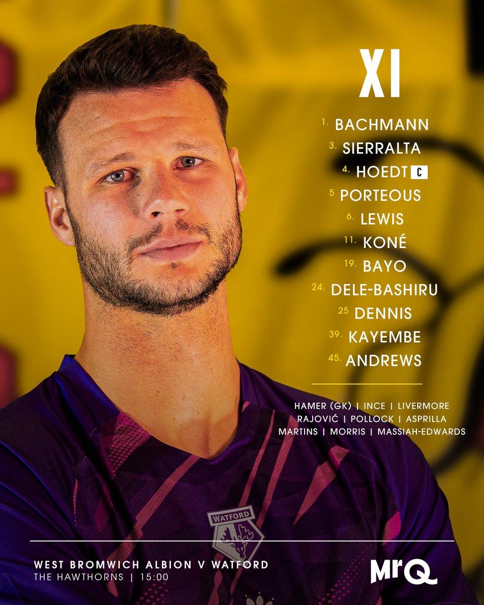 A graphic displaying Watford's starting XI against Albion