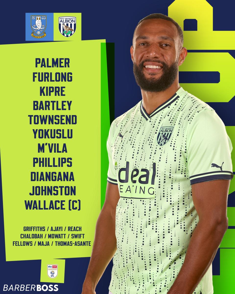 A graphic displaying Albion's starting XI against Sheffield Wednesday