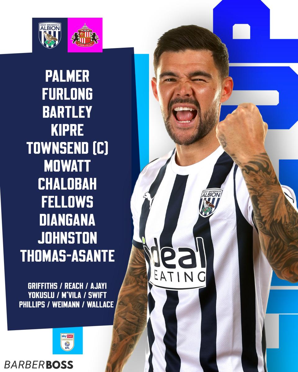 A graphic displaying Albion's XI against Sunderland