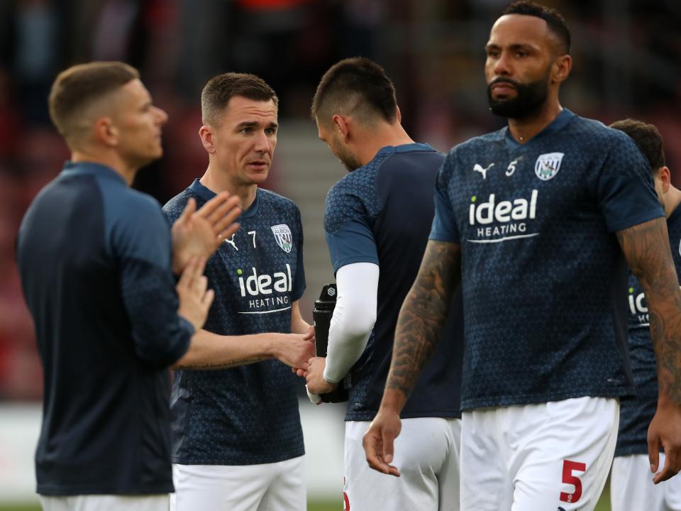 An image of Jed Wallace, Conor Townsend, Okay Yokuslu and Kyle Bartley in the warm up at Southampton