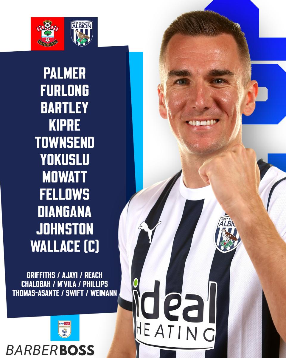A graphic displaying Albion's starting XI against Southampton