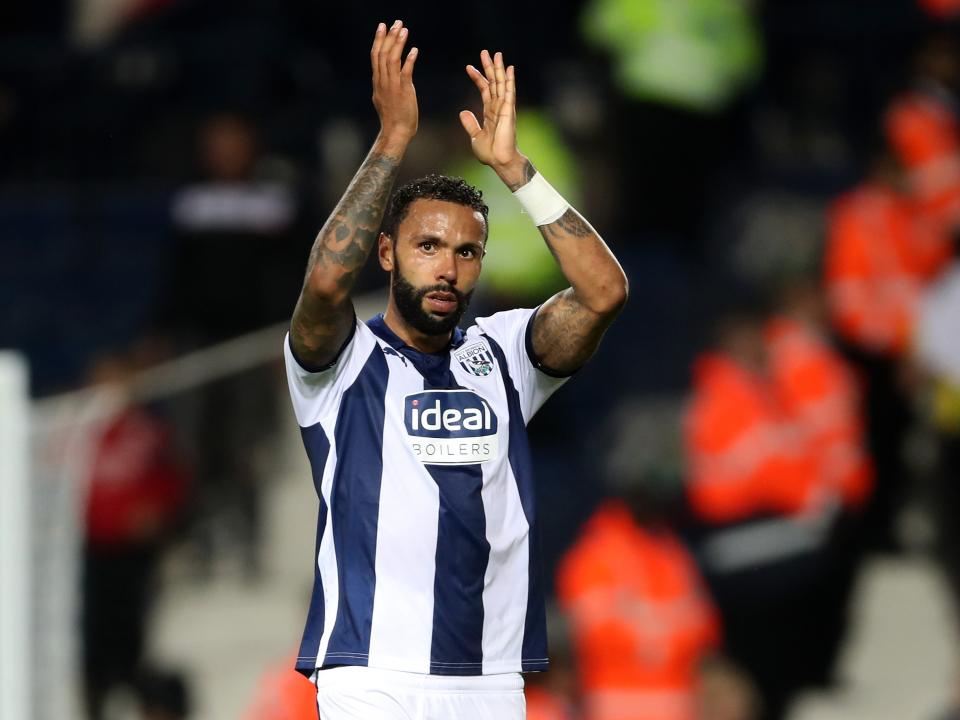 An old picture of Kyle Bartley applauding Albion fans at The Hawthorns 